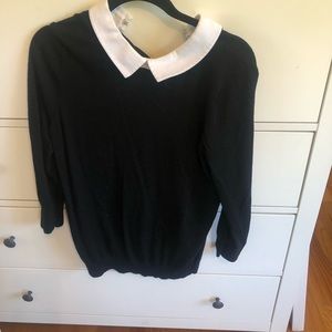 Ann Taylor black sweater with white collar